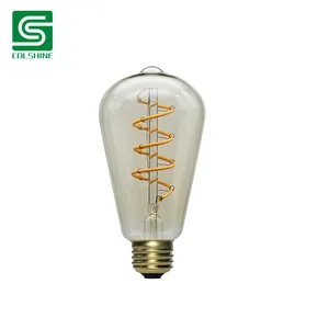 Lampu LED Vintage Edison bohlam ST 6W lampu LED bohlam filamen penutup kaca bening dasar E27
