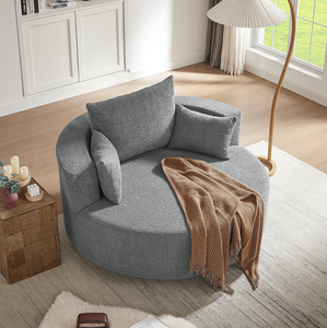 Sillón Redondo Moderno Giratorio de 360° con 3 Cojines Extraíbles, Ecológico e Impermeable para Sala de Estar, Oficina en Casa y Hotel - Product Image 4