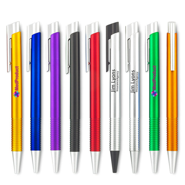 Simple Cheap Metallic Ballpoint Pen-plastic Customized logo and Ink Ball Pens