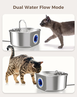 Fontaine à eau pour animaux de compagnie en acier inoxydable de 3,2 L avec pompe de circulation et filtre pour chats d'intérieur