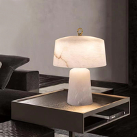 Lampe de table LED moderne de luxe en marbre, corps en résine, design simple, pour hôtel, villa, salon, chambre à coucher, chevet, décoration, lampe de table en albâtre