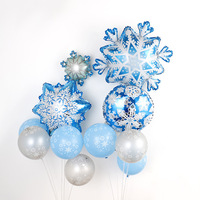 Ballons en latex imprimés flocons de neige 12 pouces, bleu, blanc, argent, pour Noël, fête d'anniversaire sur le thème de La Reine des Neiges, décoration de baby shower