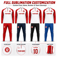 Ensemble de survêtement de football personnalisé à manches longues avec fermeture éclair quart de tour, blanc et rouge, uniforme d'équipe sublimé, OEM ODM, faible MOQ