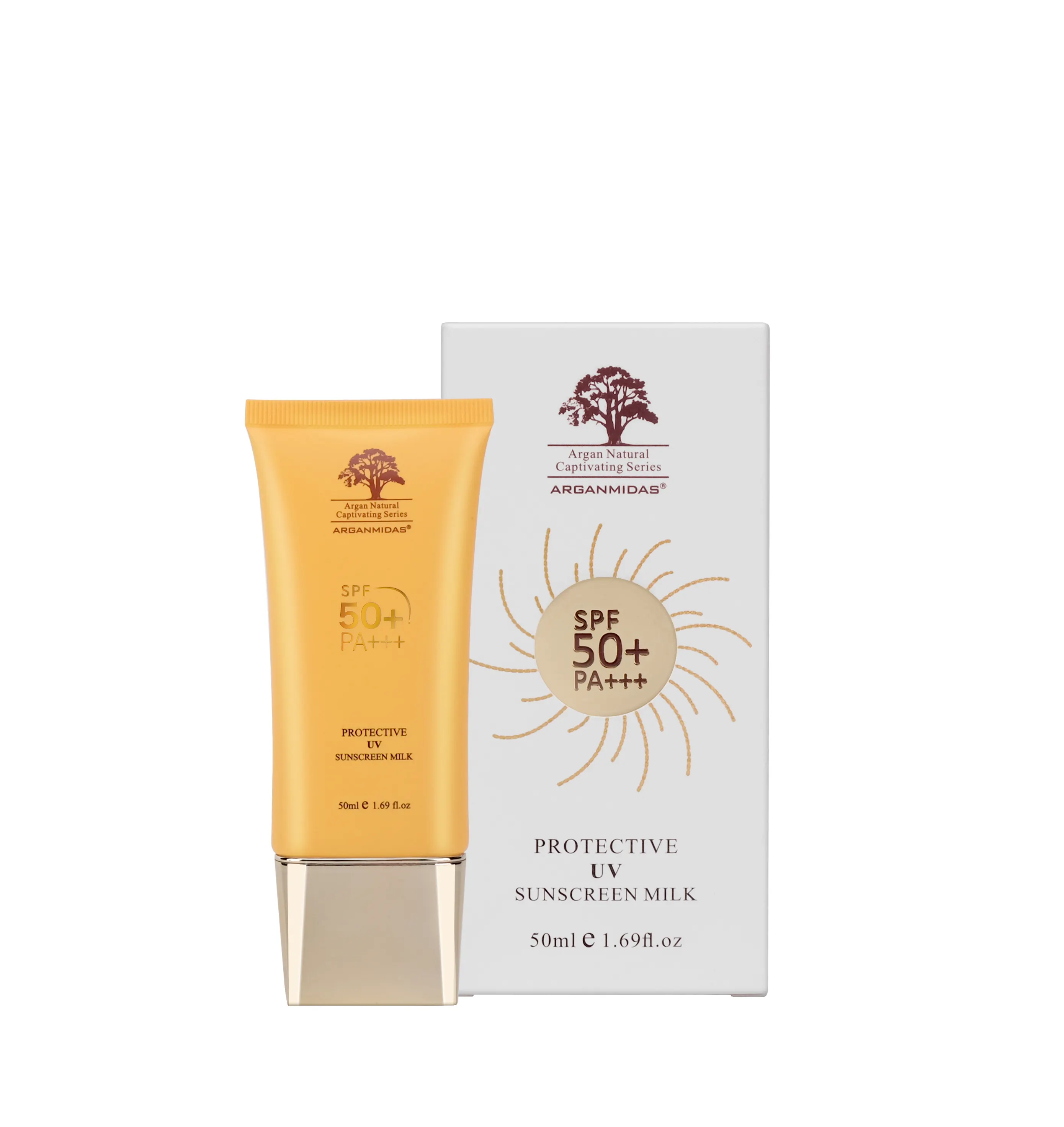 Arganmidas Lotion Ecran Solaire pour la Peau Crème Solaire Bio Spf 50 Waterproof Sunshine Protection UV Crème Solaire