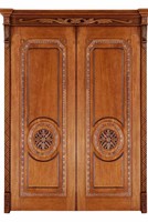Porte d'entrée en bois massif sculpté sur mesure, style classique, double porte principale pour villa, hôtel, manoir, projet intérieur/extérieur