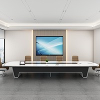 Table de conférence rectangulaire 12 places de 2,74 m en MDF pour salle de réunion, bureau, salle à manger, usage commercial – Vente en gros