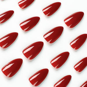 Wholesale 24pcs Solid Color ABS <b>Material</b> Press-on Nails Medium-length Almond French Style False Nails for Daily Wear - Product Image 5