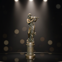 Sculpture en résine et métal, trophée, décoration d'intérieur, sculpture moderne en métal moulé, figurine grandeur nature, sculpture en bronze, statue de femme avec lampe, moulage