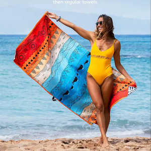 Asciugamano da Spiaggia di Lusso ad Asciugatura Rapida con Stampa Tropicale Moderna, Borsa da Spiaggia Personalizzata con Sublimazione, Asciugamani in Microfibra Antiscivolo - Product Image 1