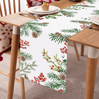 Chemin de table de Noël en aiguilles de pin, baies rouges et cônes de pin, 13x72 et 13x90 pouces, décoration de table de fête pour la maison