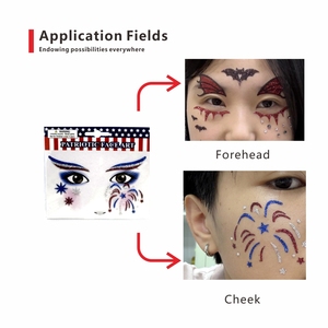 HWK Halloween Festival Cosplay brillo cara pegatinas mariposa leopardo corazón tatuaje escenario maquillaje cara arte <span class=keywords><strong>pasta</strong></span> - Product Image 1