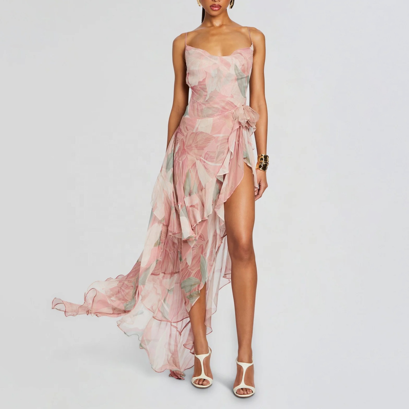 Shop Our Summer Sexy Spaghetti Strap Printed Ruffles Dress
