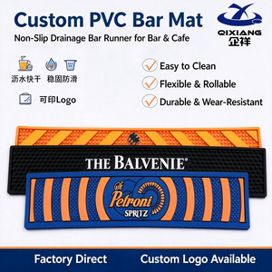 Custom Silicone <b>Bar</b> <b>Mat</b> Non Slip Drainage <b>Bar</b> Runner With Embossed Logo For <b>Bar</b> Cafe Counter - Product Image 1