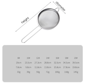 Coladores de malla fina de 8 cm - Tamices de acero inoxidable de primera calidad con mango para tamizar harina, pasta, arroz y té - Product Image 2