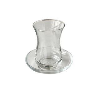Nuovo Design Moderno Semplice Ecologico Riutilizzabile Bicchierini <span class=keywords><strong>da</strong></span> Shot in Vetro Nero a Forma di Tulipano Tazze <span class=keywords><strong>da</strong></span> Tè Turche con Piattini - Product Image 1