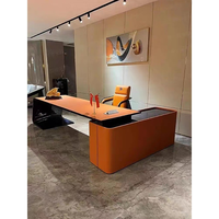 Bureau de direction Bugatti-Bureau de direction haut de gamme au design italien en forme de L avec coin orange et chaise d'ordinateur