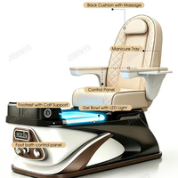 Fauteuil de pédicure à dossier haut avec massage des pieds et pompe de vidange pour salon de beauté, spa des ongles et manucure