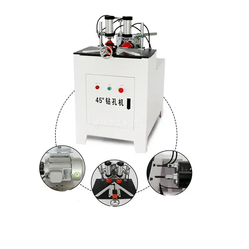 Máquina de perfuração de 45 graus para perfuração de madeira, encaixe e encaixe, máquina de perfuração horizontal