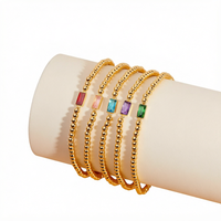 Bracelet tendance MJ en acier inoxydable plaqué or 18 carats PVD, serti de zircons naturels colorés et hypoallergéniques, pierre de naissance