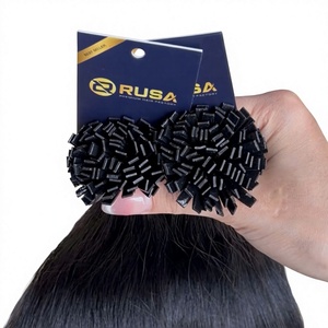 ผมต่อแบบปลายแบน Rusa Hair แท้จากเวียดนาม สีธรรมชาติ ไม่ผ่านการแปรรูป รับทำโลโก้  น้ำหนัก 100 กรัม แบบมัด  เย็บสองชั้นอย่างดี - Product Image 1