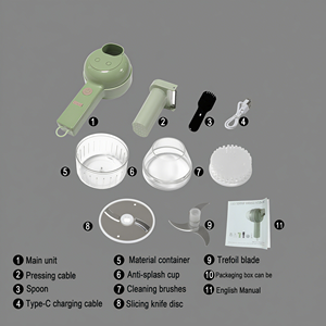 4 1 Coupe-légumes électrique portable Hachoir rechargeable pour poivre, ail, oignon, acier inoxydable Matériau plastique - Product Image 4