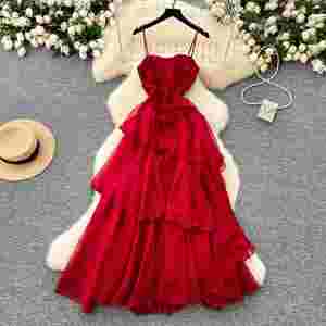 Vestido Midi Plisado Asimétrico sin Tirantes con Volantes y Encaje para Mujer, Estilo Romántico de Primavera - Product Image 4