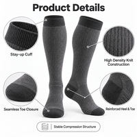Chaussettes de compression en laine mérinos personnalisées 15-20 mmHg, hauteur genou, pour voyage, fabricant OEM sous marque privée