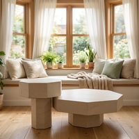 Ensemble de socle de table basse en résine de marbre naturel et de pierre calcaire, couleur crème, pour usage hôtelier, taille personnalisée, résistant à l'eau