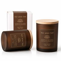Bougie parfumée en cire de soja en pot de verre réutilisable, série marron, purificateur d'air, coffret cadeau écologique personnalisé