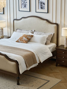 Lit en bois massif avec revêtement en cuir de vachette, chêne rouge, 1,8 m, chambre principale, lit double, lit de mariage par <span class=keywords><strong>Dibao</strong></span> - Product Image 5