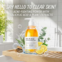 Nettoyant Corporel Liquide Rafraîchissant et Nourrissant à l'Extrait Végétal d'Acide Salicylique, 250ml, Flacon Pompe, Vente en Gros, OEM, ODM, Personnalisé