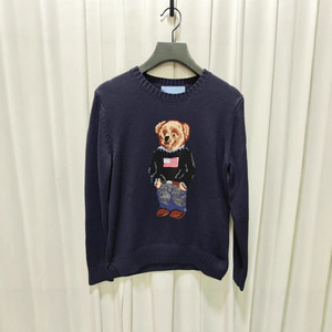 RL Automne/Hiver Nouveau <span class=keywords><strong>Pull</strong></span> en Mélange Laine-Coton Brodé Motif Ours Cartoon Col Rond Style Preppy Jeunesse Manches Longues Femme - Product Image 2