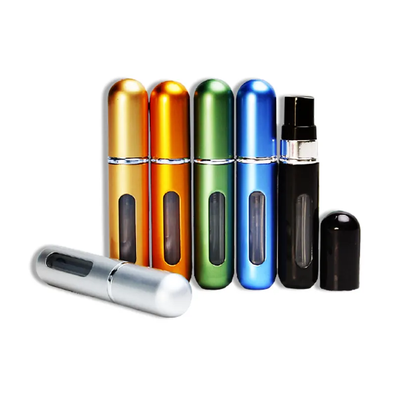 卸売ボトムフィル5ml高品質空の小さな丸いアルミニウム詰め替え可能なポケット香水瓶