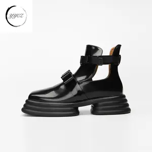 Patent Mary Jane Lolita Damenschuhe Coole Slip-On Stiefeletten Schwarz Flach Einfarbig Custom PU Winters chuhe für Damen ZIP Rubber