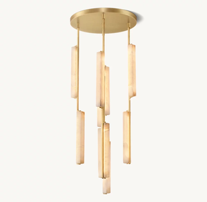 Laiton Design Créativité Salon <span class=keywords><strong>Led</strong></span> Pendentif Lumière Linéaire Longue Bande Français Classique Intérieur Lustre Éclairage - Product Image 3