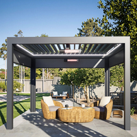 SINGO Couverture d'auvent bioclimatique moderne Louvre étanche Persienne de toit Gazebo Pergola extérieure en aluminium Système électrique en aluminium