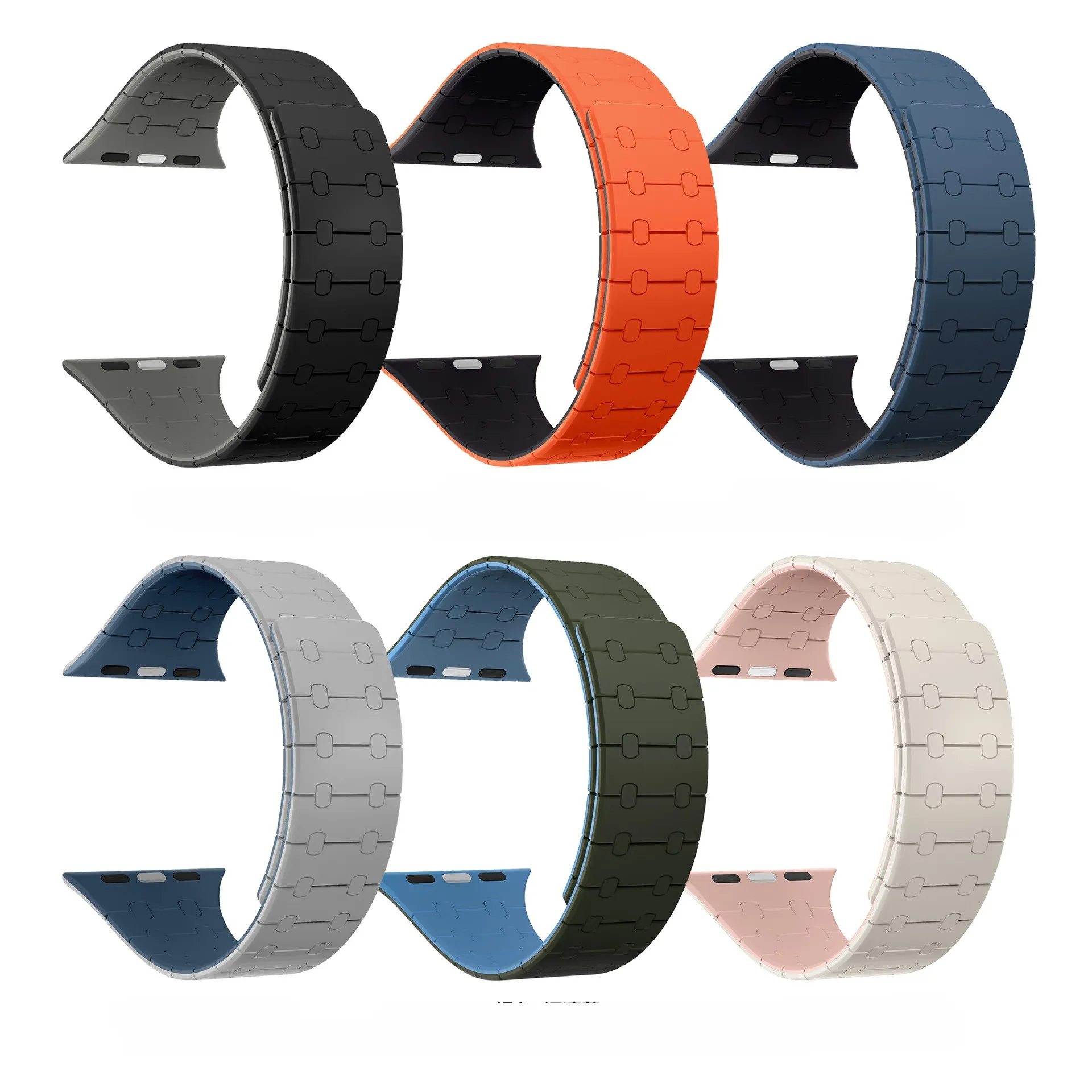 BOORUI two-color silicone strap Magnetic apple watch Strap for 7 6 5 4 silicone strap for apple watch band
