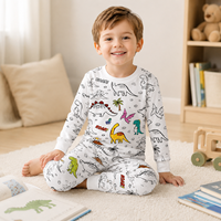 Pyjama en coton pour enfants, motif graffiti DIY, confortable, ensemble dessin animé, marque Muzhijia, en stock, directement de l'usine pour le commerce extérieur