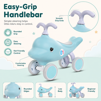 Vélo d'équilibre LED durable en nylon pour enfants, motif dauphin, sans pédales, jouet de marche pour bébés, cadeau d'anniversaire pour garçons et filles, en acier