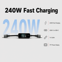 Câble tressé robuste et durable USB4 PD 240W, 48 brins en nylon sur PVC, alliage d'aluminium, compatible avec ordinateur portable, moniteur, téléphone portable