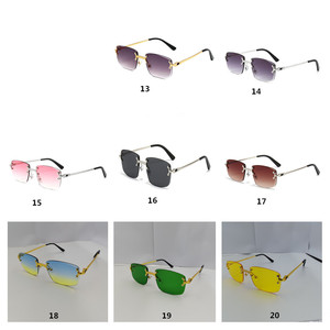 Bán buôn 2025 thiết kế mới của phụ nữ kính hình chữ nhật kim cương cắt không khung Kính mát nam sang trọng UV400 kính mát - Product Image 5