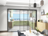 Porte coulissante en verre trempé en alliage d'aluminium pour cuisine porte coulissante rotative en aluminium porte-fenêtre coulissante en aluminium avec stores