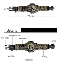 Vente d'usine – Bracelet de survie extérieur pas cher, réglable, cadeau, montre d'urgence pour enfants, hommes et femmes