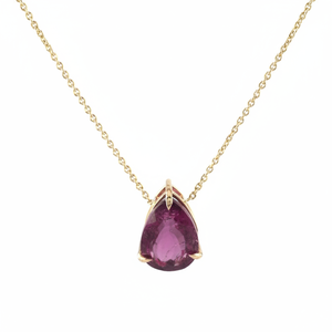 Collar único de turmalina rosa en oro rosa de 18 quilates Collar de piedra NATAL DE OCTUBRE DE turmalina en forma de lágrima genuina para mujeres y niñas - Product Image 1
