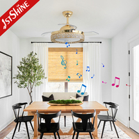 Ventilateur de plafond rétractable 1stshine de 42 pouces, de qualité commerciale, écologique, personnalisable OEM/ODM, avec lames rétractables et éclairage LED