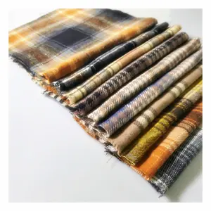 7S 250-280gsm CVC Heavy Weight Brushed Yarnn Dyed Check Fabric Woven Twill Yarn Dyed Fabric