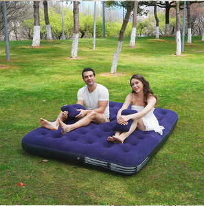 Colchón Inflable Portátil Plegable Azul Marino con Bomba, Colchón de Aire Grueso con Revestimiento de Flocado para Uso en el Hogar y Camping - Product Image 6
