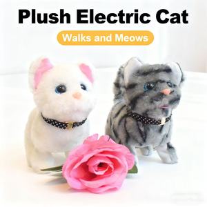 Juguete de Gato de Peluche Eléctrico Simulado con Collar: Camina, Maulla y Mueve la Cola, Mascota Electrónica para Niños - Product Image 2