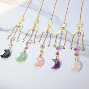 Atrapasol de Cristal con Forma de Luna, Adorno Colgante de Cristal Natural con Forma de Estrella y Luna para Decoración <span class=keywords><strong>del</strong></span> Hogar, Ventana, Manualidades de Cristal - Product Image 2