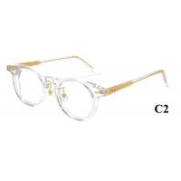 Nuevas Gafas Ópticas de Diseño Retro Clásico de Alta Gama, Montura Completa Redonda, Patrón Sólido, Acetato, con Estuche